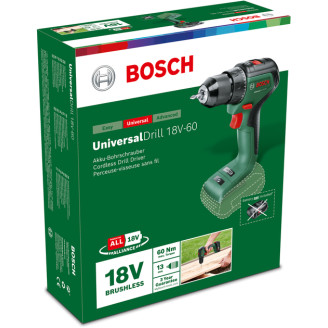 Акумуляторний бещітковий дриль-шуруповерт Bosch UniversalDrill 18V-60 (Baretool)