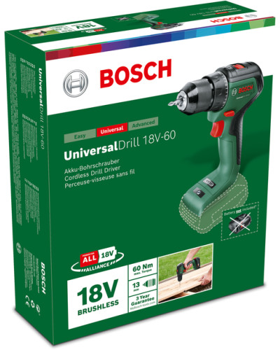 Акумуляторний бещітковий дриль-шуруповерт Bosch UniversalDrill 18V-60 (Baretool)  - фото 3
