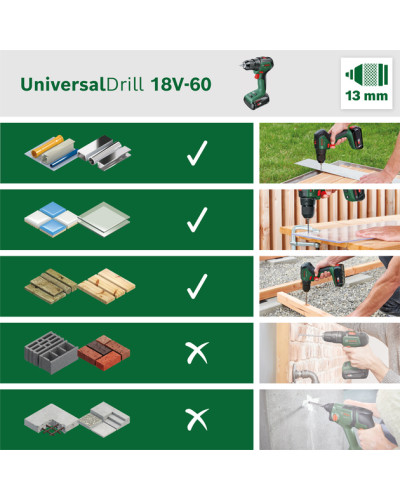 Акумуляторний бещітковий дриль-шуруповерт Bosch UniversalDrill 18V-60 (Baretool)  - фото 4