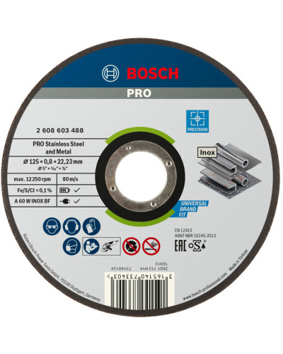 PRO Прямий відрізний круг по нержавіючій сталі Bosch A60 W INOX BF, 125 мм