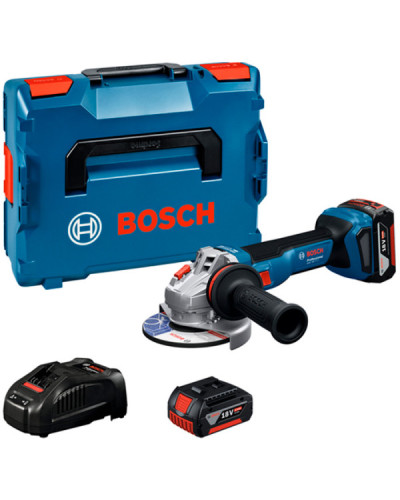 Акумуляторна бещіткова кутова шліфмашина Bosch GWS 18V-11 (2 акумулятори GBA 18V 5.0Ah + Професійний швидкозарядний пристрій GAL 1880 CV + L-BOXX 136)