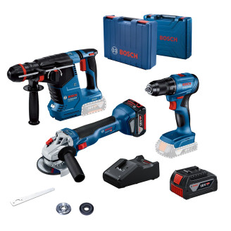 Набір Bosch Кутова шліфмашина GWS 18V-8 +Акумулятор GBA 18V 4.0Ah+Дриль-шурупокрут GSR 185-LI + Кейс+Перфоратор GBH 187-LI соло