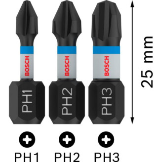 PRO Impact Control PH1/PH2/PH3 біти  25 мм, 3шт