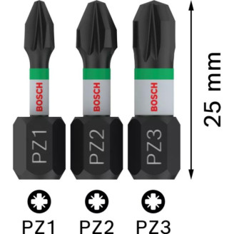 PRO Impact Control PZ1/PZ2/PZ3 біти  25 мм, 3шт