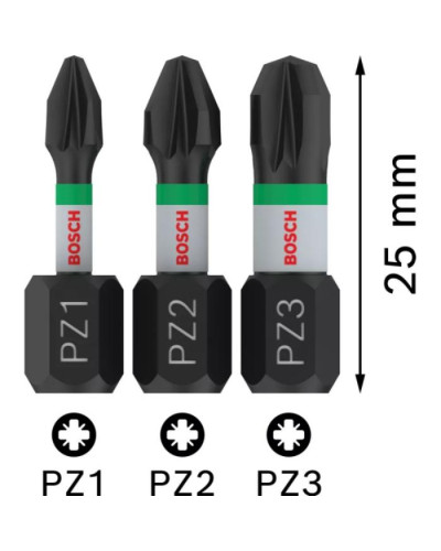 PRO Impact Control PZ1/PZ2/PZ3 біти  25 мм, 3шт  - фото 3