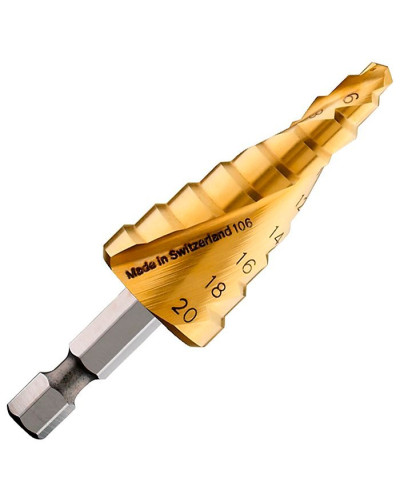 Ступінчате свердло HSS-TiN 9 ступ 4-20 мм HEX 1/4 