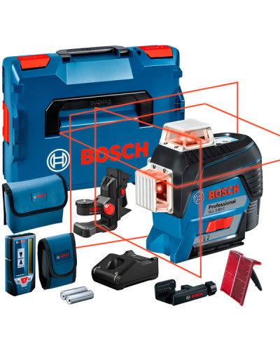 Линейный лазерный нивелир Bosch GLL 3-80 C Professional с LR 7, BM 1, 1 акб GBA 12V 2.0 Ah, з/у GAL 1230 CV, L-Boxx 136