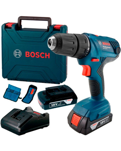 Аккумуляторная дрель-шуруповерт Bosch GSR 180-Li Professional, 2 акб GBA 18V 2.0, з/у GAL 18V-20