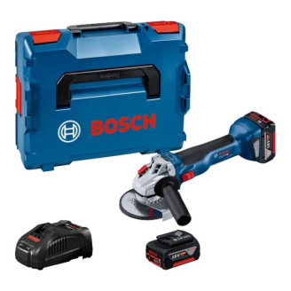 Аккумуляторная угловая шлифмашина BOSCH GWS 18V-10 Professional, 2 акб 18V 5.0Ah, з/у, L-BOXX