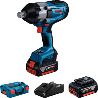 Аккумуляторный ударный гайковерт Bosch GDS 18V-1050 H Professional, с 2 акб GBA 18V 5Ah и з/у GAL 18V-40, в кейсе L-Boxx 136