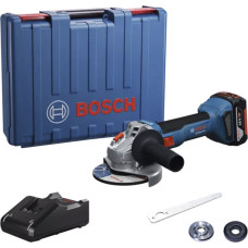 Акумуляторна бещіткова кутова шліфмашина Bosch GWS 18V-8 + (1х акумулятори GBA 18V 4.0Ah + Професійний швидкозарядний пристрій GAL 18V-40 + Кейс)