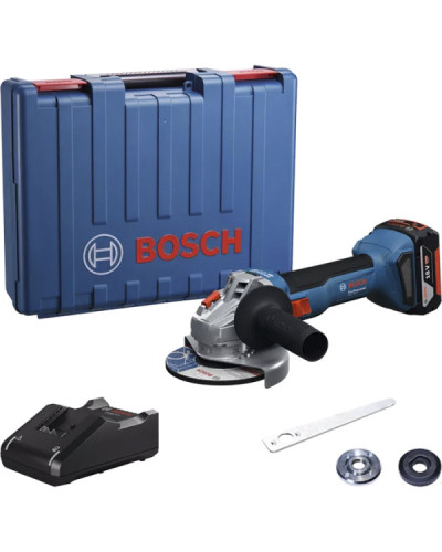Акумуляторна бещіткова кутова шліфмашина Bosch GWS 18V-8 + (1х акумулятори GBA 18V 4.0Ah + Професійний швидкозарядний пристрій GAL 18V-40 + Кейс)