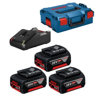 Набiр акумуляторів Bosch 3 x GBA 18V 5,0 Ah + зарядний пристрій GAL 18V-40 + L-Boxx 136