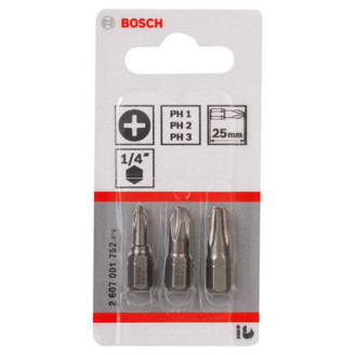 3 біти Extra Hard 25 мм PH / 1/2/3 Bosch