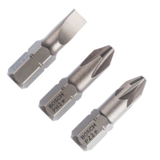 3 біти Extra Hard 25 мм S1.0х5.5 / PH2 / PZ2 Bosch