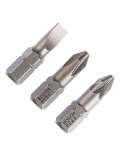 3 біти Extra Hard 25 мм S1.0х5.5 / PH2 / PZ2 Bosch