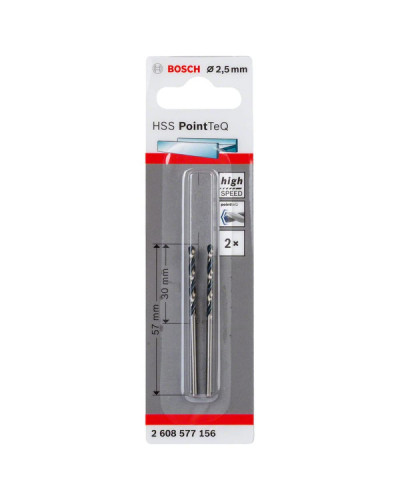 2 HSS PointTeQ Свердла 2.5 мм Bosch  - фото 2