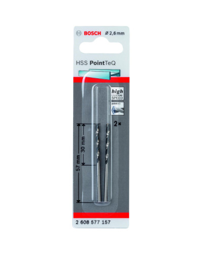 2 HSS PointTeQ Свердла 2.6 мм Bosch  - фото 2