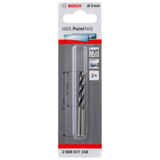 2 HSS PointTeQ Свердла 3 мм Bosch