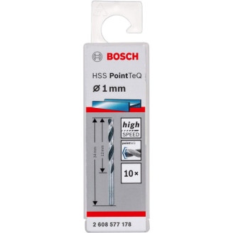 10 HSS PointTeQ свердел 1 мм Bosch