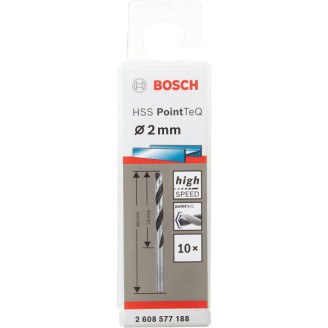 10 HSS PointTeQ свердел 2 мм Bosch
