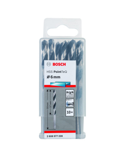10 HSS PointTeQ свердел 6 мм Bosch