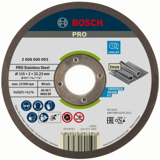 Отрезной круг PRO INOX 115 x 2 мм, прямой