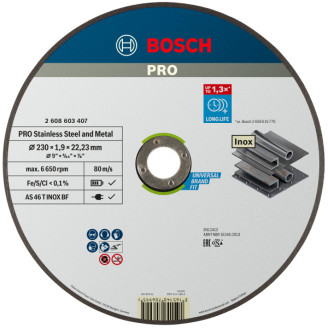 PRO Отрезной круг Bosch PRO по нержавеющей стали и металлу 230мм