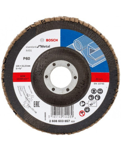 Пелюстковий шліфкруг Bosch  X431 Standard for Metal, 125 мм, K60 кут.