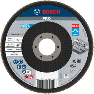 PRO Пелюстковий шліфкруг X571 Best for Metal and Inox 125 мм K40 кут.