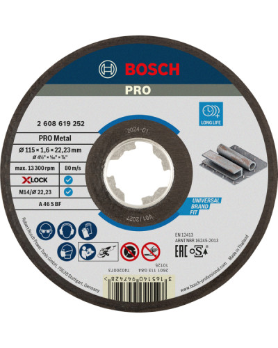 X-LOCK Відрізний диск PRO for INOX 115x1.6x22.23 прямий