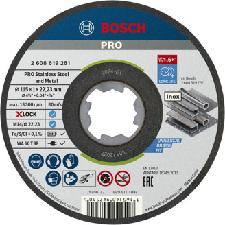 PRO X-LOCK Отрезной диск for Inox 115x1x22.23мм прямой 10шт