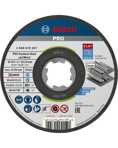 PRO X-LOCK Отрезной диск for Inox 115x1x22.23мм прямой 10шт