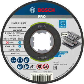 PRO X-LOCK Отрезной диск for Inox 115x1.6x22.23мм прямой