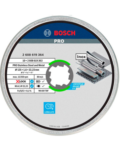 PRO X-LOCK Відрізний диск   for Inox 125x1.6x22.23мм прямий