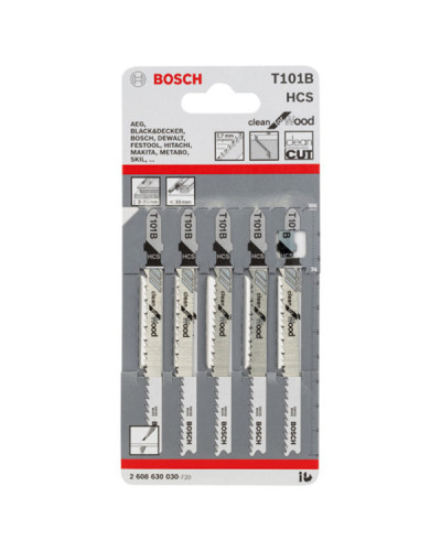 5 Лобзикових ПИЛОК T 101 B Clean for Wood, HCS Bosch  - фото 2