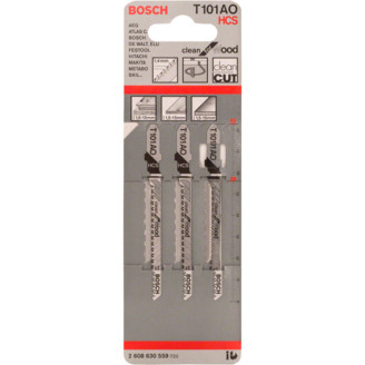3 Лобзикових пилки T 101 AО Clean for Wood, HCS