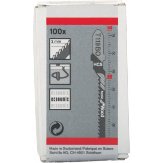 100 Лобзикових ПИЛОК T 119 ВO Basic for Wood, HCS