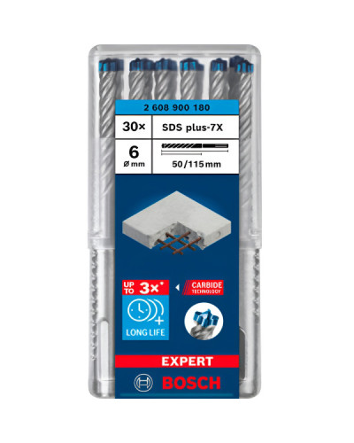 30 Бурів SDS Plus-7X д / арм.бетона 6x50x115мм EXPERT Bosch  - фото 3